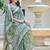 green printed pure cotton green saree with blouse