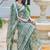 green printed pure cotton green saree with blouse
