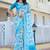 light_blue printed pure cotton light blue saree with blouse