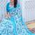 light_blue printed pure cotton light blue saree with blouse