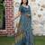 Blue pure cotton printed printed saree with blouses
