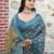 Blue pure cotton printed printed saree with blouses