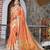 Orange pure cotton printed printed saree with blouses