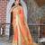 Orange pure cotton printed printed saree with blouses