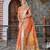Orange pure cotton printed printed saree with blouses