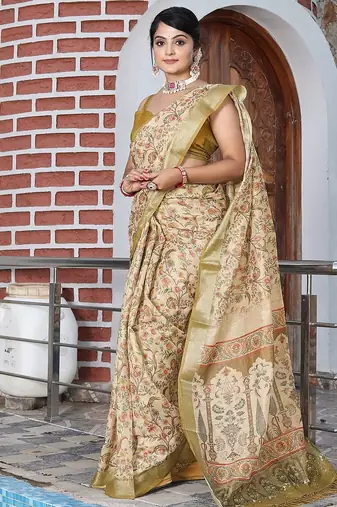 Multicolor pure cotton printed printed saree with blouses