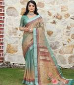 Multicolor pure cotton printed printed saree with blouses