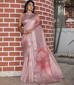 Purple pure cotton printed printed saree with blouses