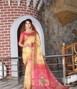 Multicolor pure cotton printed printed saree with blouses