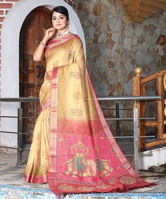 Multicolor pure cotton printed printed saree with blouses 2