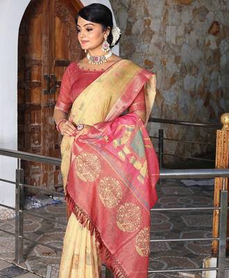 Multicolor pure cotton printed printed saree with blouses 5
