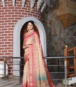 Red pure cotton printed printed saree with blouses