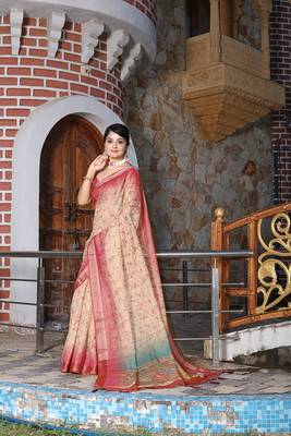 Red pure cotton printed printed saree with blouses 4