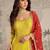 Yellow embroidered georgette free size stitched anarkali suit