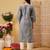 Ada hand embroidered dark grey cotton lucknowi chikankari straight kurta