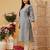 Ada hand embroidered dark grey cotton lucknowi chikankari straight kurta