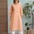Ada hand embroidered peach cotton lucknowi chikankari straight kurta