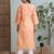 Ada hand embroidered peach cotton lucknowi chikankari straight kurta