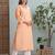 Ada hand embroidered peach cotton lucknowi chikankari straight kurta