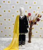 Heavy velvet  embroidery sequence work black readymade salwar suit