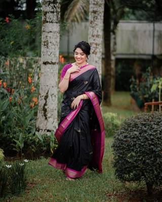 black pink silk blend banarasi saree with unstitched blouse piece 1
