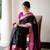 black pink soft art silk banarasi jacuard work designer party wear saree with unstitched blouse piece