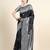 black grey soft art silk banarasi jacuard work designer party wear saree with unstitched blouse piece