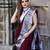 marroon grey soft art silk banarasi jacuard work designer party wear saree with unstitched blouse piece