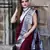 marroon grey soft art silk banarasi jacuard work designer party wear saree with unstitched blouse piece