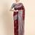 marroon grey soft art silk banarasi jacuard work designer party wear saree with unstitched blouse piece