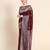 marroon grey soft art silk banarasi jacuard work designer party wear saree with unstitched blouse piece