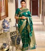 rama soft art silk banarasi jacuard work designer party wear saree with unstitched blouse piece