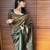 green soft art silk banarasi jacuard work designer party wear saree with unstitched blouse piece
