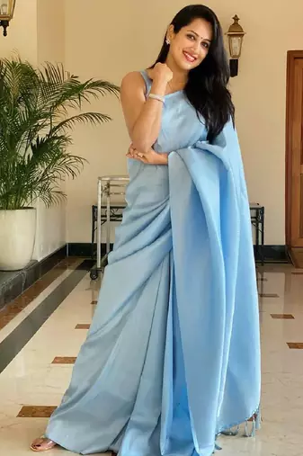 sjy blue soft art silk banarasi jacuard work designer party wear saree with unstitched blouse piece