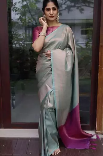 sjy blue pink soft art silk banarasi jacuard work designer party wear saree with unstitched blouse piece