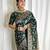 green soft art silk banarasi jacuard work designer party wear saree with unstitched blouse piece