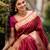 maroon soft art silk banarasi jacuard work designer party wear saree with unstitched blouse piece