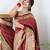 maroon soft art silk banarasi jacuard work designer party wear saree with unstitched blouse piece