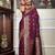 wine soft art silk banarasi jacuard work designer party wear saree with unstitched blouse piece