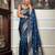 blue soft art silk banarasi jacuard work designer party wear saree with unstitched blouse piece