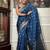 blue soft art silk banarasi jacuard work designer party wear saree with unstitched blouse piece