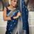 blue soft art silk banarasi jacuard work designer party wear saree with unstitched blouse piece