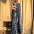 blue soft art silk banarasi jacuard work designer party wear saree with unstitched blouse piece