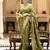 dark mehendi silk blend banarasi saree with unstitched blouse piece