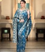 morpich  soft art silk banarasi jacuard work designer party wear saree with unstitched blouse piece