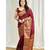 maroon soft art silk banarasi jacuard work designer party wear saree with unstitched blouse piece