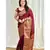 maroon soft art silk banarasi jacuard work designer party wear saree with unstitched blouse piece