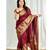 maroon soft art silk banarasi jacuard work designer party wear saree with unstitched blouse piece