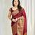 maroon soft art silk banarasi jacuard work designer party wear saree with unstitched blouse piece