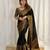 black soft art silk banarasi jacuard work designer party wear saree with unstitched blouse piece